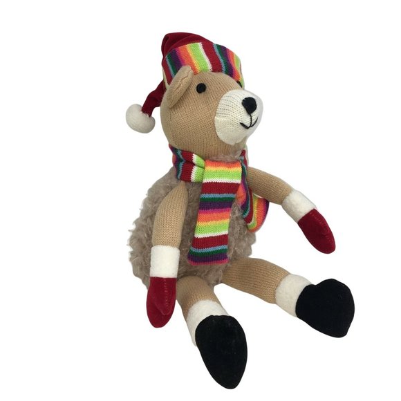 Gund Knit Plush Christmas Bear With Colorful Scarf Santa Hat 13" Stuffed Animal - Picture 11 of 12